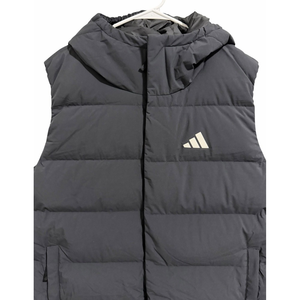 Adidas Black Helionic CLIMAWARM Hooded Down Vest Warm Winter Puffer Mens Size XL - Picture 3 of 15